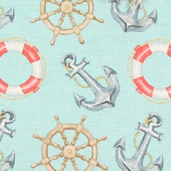 Blue Anchor Print Zipper Closure Beach Tote Bag - Picture 4 of 8